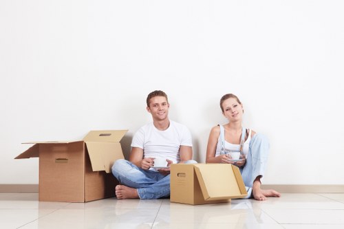 Moving van near Crystal Palace streets and residential buildings