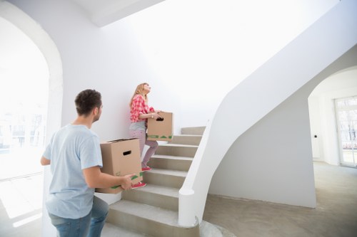 Removal van and boxes near residential streets in Crystal Palace