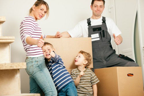Office removals setup with boxes and desks for a Crystal Palace business relocation